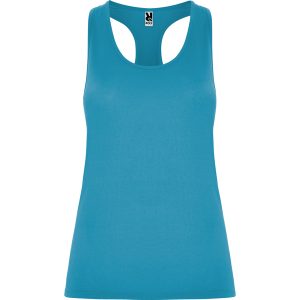 Αθλητικό τεχνικό μπλουζάκι Roly Sport Aida 6656 σε τιρκουάζ χρώμα, με εκτύπωση λογοτύπου