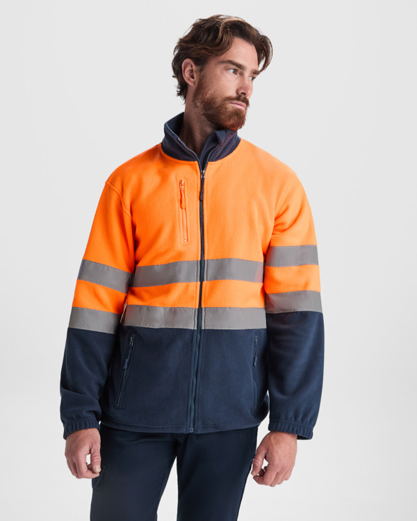 Πουκάμισο υψηλής ορατότητας Roly Workwear Altair 9305 σε μπλε/πορτοκαλί φλούο χρώμα