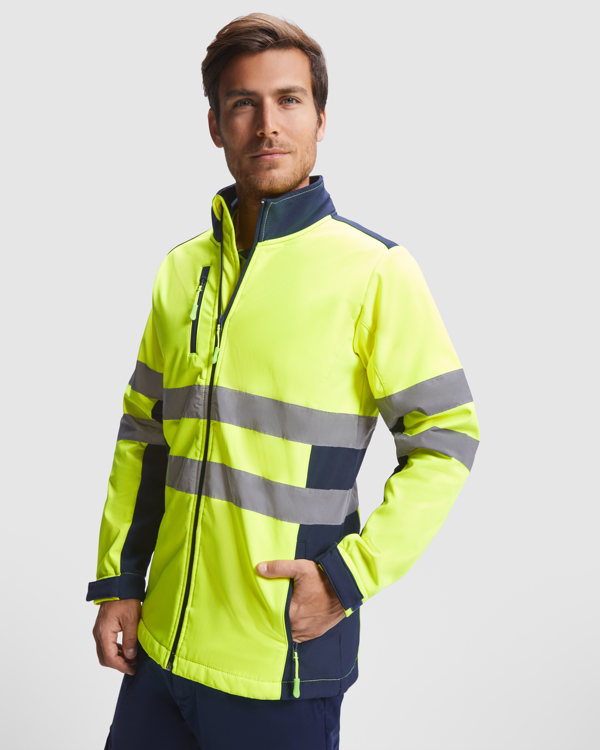 Μπουφάν υψηλής ορατότητας Roly Workwear Antares 9303 σε μπλε/κίτρινο φλούο χρώμα