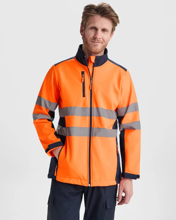 Μπουφάν υψηλής ορατότητας Roly Workwear Antares 9303 σε μπλε/πορτοκαλί φλούο χρώμα