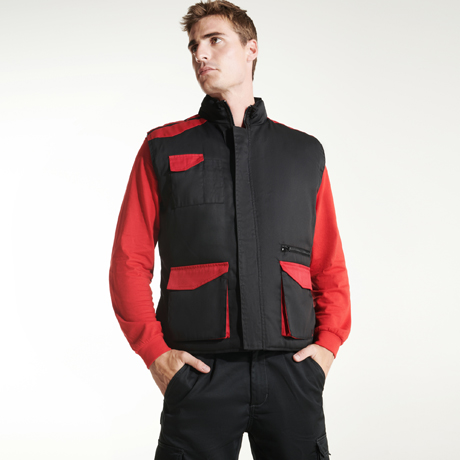 Μπουφάν εργασίας Roly Workwear Armada 8414 σε μαύρο/κόκκινο χρώμα