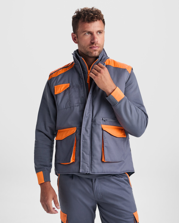 Μπουφάν εργασίας Roly Workwear Armada 8414 σε μολυβί/πορτοκαλί χρώμα