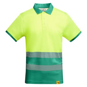 Μπλουζάκι υψηλής ορατότητας Roly Workwear Atrio 9318 σε πράσινο/κίτρινο φλούο χρώμα