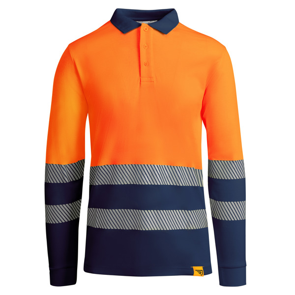 Μακρυμάνικο υψηλής ορατότητας Roly Workwear Atrio L/S 9319 σε μπλε/πορτοκαλί φλούο χρώμα