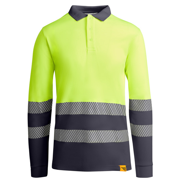 Μακρυμάνικο υψηλής ορατότητας Roly Workwear Atrio L/S 9319 σε μολυβί/κίτρινο φλούο χρώμα