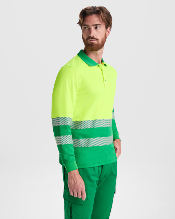 Μακρυμάνικο υψηλής ορατότητας Roly Workwear Atrio L/S 9319 σε πράσινο/κίτρινο φλούο χρώμα
