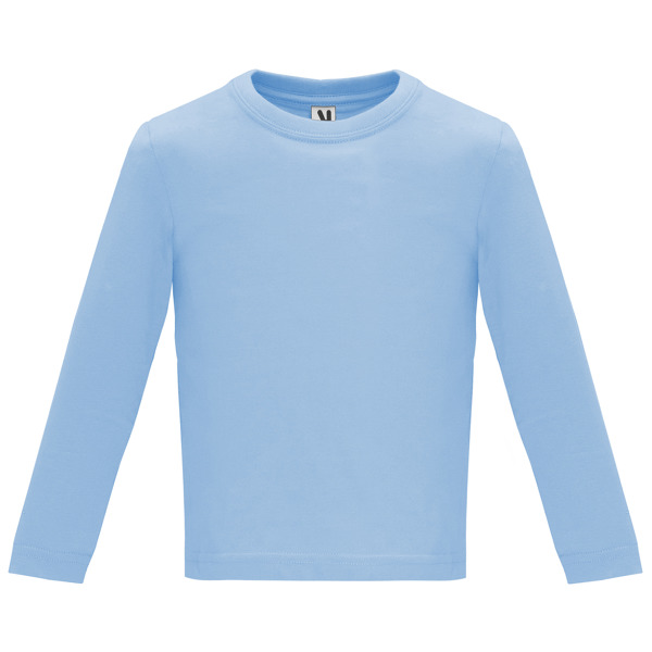 Βρεφικό μακρυμάνικο μπλουζάκι Roly Baby L/S 7203 σε γαλάζιο χρώμα, με εκτύπωση λογοτύπου