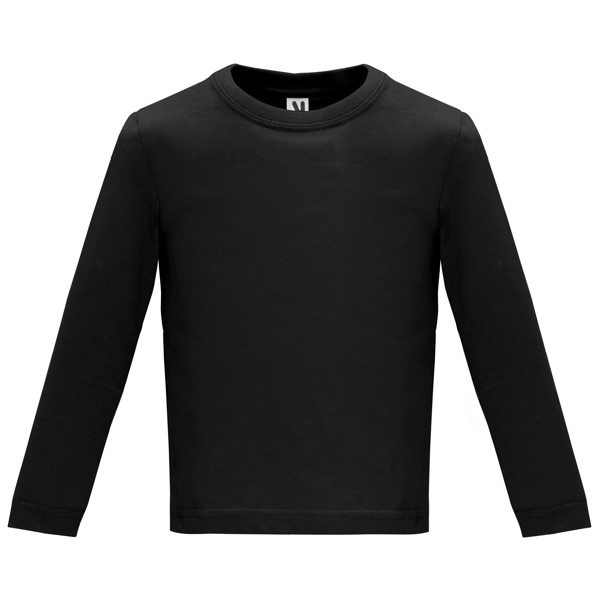 Βρεφικό μακρυμάνικο μπλουζάκι Roly Baby L/S 7203 σε μαύρο χρώμα, με εκτύπωση λογοτύπου