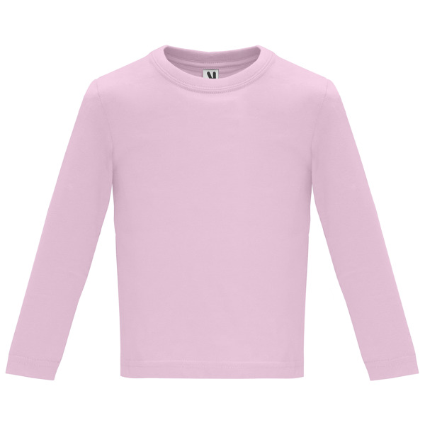 Βρεφικό μακρυμάνικο μπλουζάκι Roly Baby L/S 7203 σε ροζ ανοιχτό χρώμα, με εκτύπωση λογοτύπου