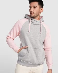 Διαφημιστικό Unisex δίχρωμο φούτερ Roly Badet 1058 σε γκρι/ροζ χρώμα