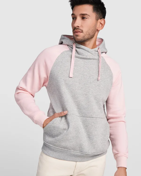 Διαφημιστικό Unisex δίχρωμο φούτερ Roly Badet 1058 σε γκρι/ροζ χρώμα