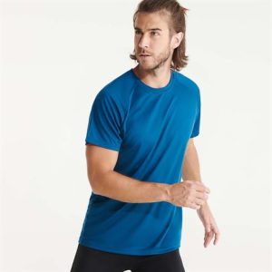 Αθλητικό τεχνικό μπλουζάκι Roly Sport Bahrain 0407 σε ρουά χρώμα, με εκτύπωση λογοτύπου
