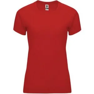 Αθλητικό τεχνικό μπλουζάκι Roly Sport Bahrain Woman 0408 σε κόκκινο χρώμα, με εκτύπωση λογοτύπου