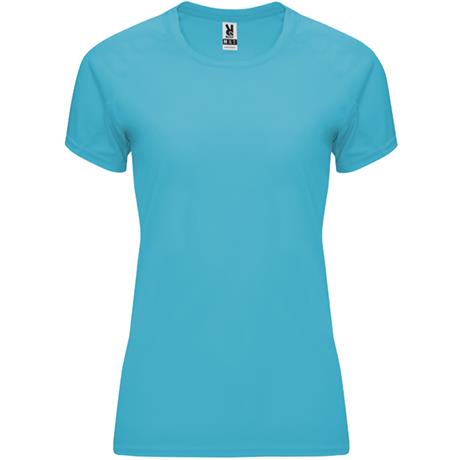Αθλητικό τεχνικό μπλουζάκι Roly Sport Bahrain Woman 0408 σε τιρκουάζ χρώμα, με εκτύπωση λογοτύπου