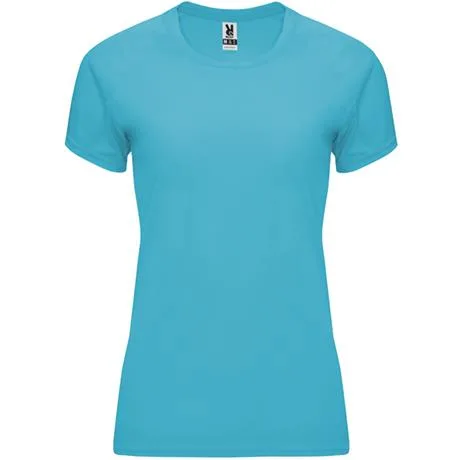 Αθλητικό τεχνικό μπλουζάκι Roly Sport Bahrain Woman 0408 σε τιρκουάζ χρώμα, με εκτύπωση λογοτύπου