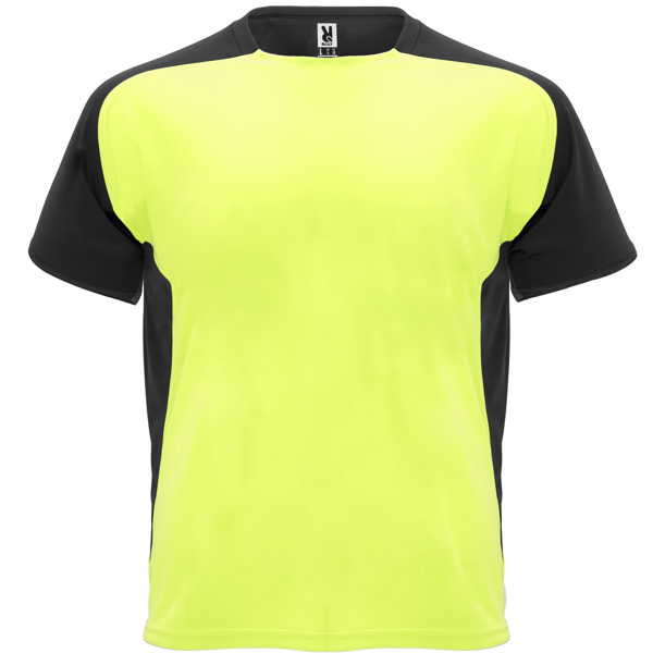 Αθλητικό τεχνικό μπλουζάκι Roly Sport Bugatti 6399 σε κίτρινο φλούο/μαύρο χρώμα
