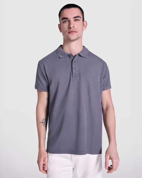 Διαφημιστικό unisex πόλο μπλουζάκι Roly Cobain 2202 σε γκρι ουρανού ξεβαμμένο χρώμα