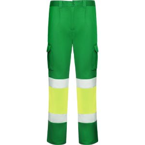 Παντελόνι υψηλής ορατότητας Roly Workwear Daily Strech HV 9312 σε πράσινο/κίτρινο φλούο χρώμα