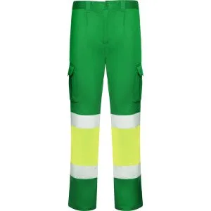 Παντελόνι υψηλής ορατότητας Roly Workwear Daily Strech HV 9312 σε πράσινο/κίτρινο φλούο χρώμα