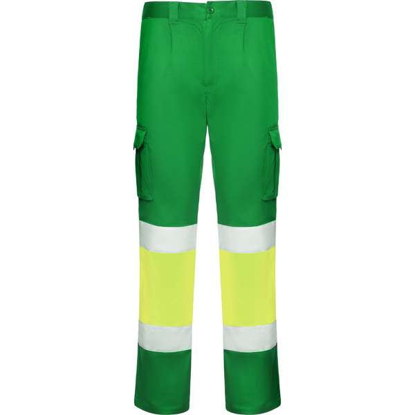 Παντελόνι υψηλής ορατότητας Roly Workwear Daily Strech HV 9312 σε πράσινο/κίτρινο φλούο χρώμα
