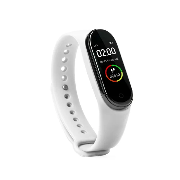 Διαφημιστικό smart βραχιόλι DRACO 3401 σε λευκό χρώμα, με εκτύπωση λογοτύπου