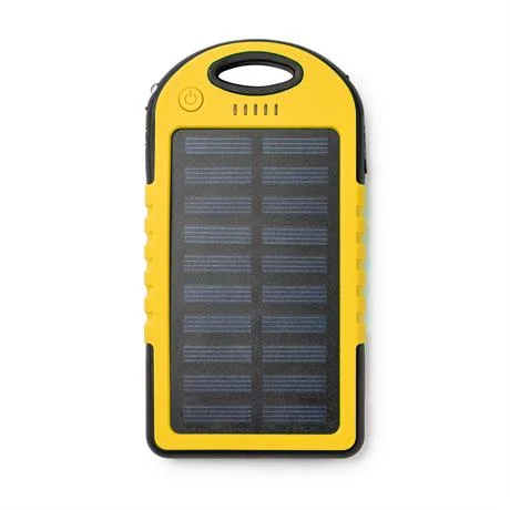 Διαφημιστικό ηλιακό power bank DROIDE 3354 σε κίτρινο χρώμα, με εκτύπωση λογοτύπου