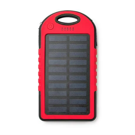 Διαφημιστικό ηλιακό power bank DROIDE 3354 σε κόκκινο χρώμα, με εκτύπωση λογοτύπου