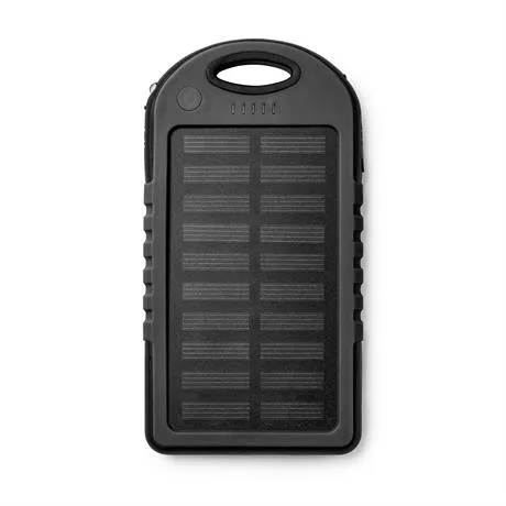 Διαφημιστικό ηλιακό power bank DROIDE 3354 σε μαύρο χρώμα, με εκτύπωση λογοτύπου