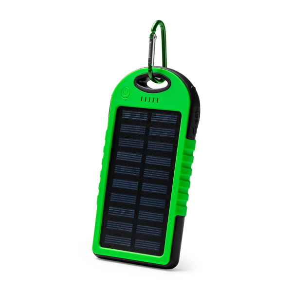 Διαφημιστικό ηλιακό power bank DROIDE 3354 σε πράσινο σκούρο χρώμα, με εκτύπωση λογοτύπου