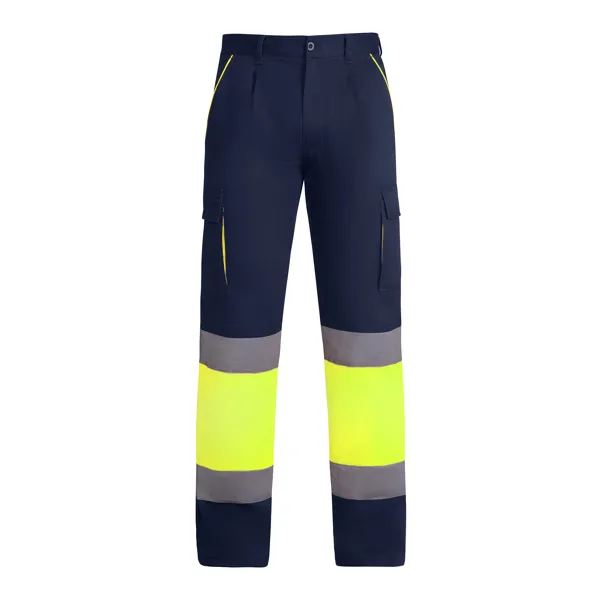 Παντελόνι υψηλής ορατότητας Roly Workwear Enix 9321 σε μπλε/κίτρινο φλούο χρώμα