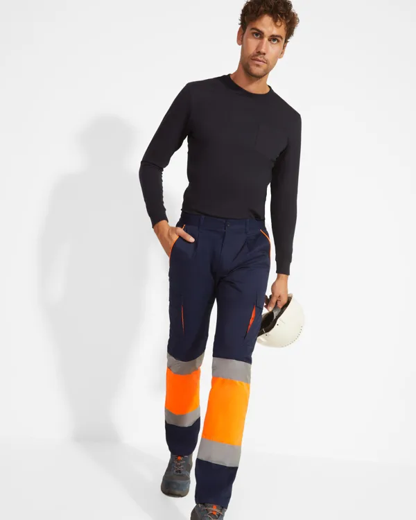 Παντελόνι υψηλής ορατότητας Roly Workwear Enix 9321 σε μπλε/πορτοκαλί φλούο χρώμα