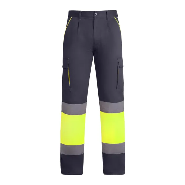 Παντελόνι υψηλής ορατότητας Roly Workwear Enix 9321 σε μολυβί/κίτρινο φλούο χρώμα
