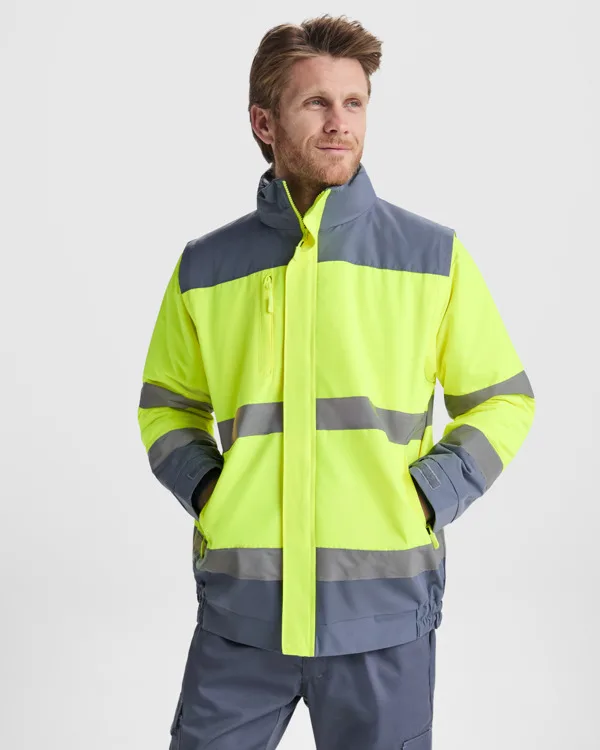 Μπουφάν υψηλής ορατότητας Roly Workwear Epsylon 9304 σε μολυβί/κίτρινο φλούο χρώμα