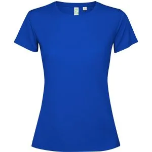 Αθλητικό τεχνικό μπλουζάκι Roly Sport Estoril Woman 0431 σε ρουά χρώμα, με εκτύπωση λογοτύπου