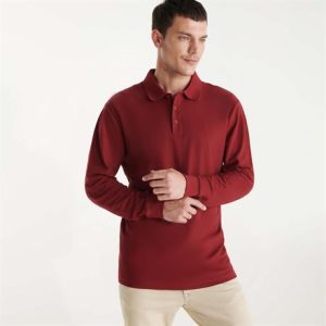 Διαφημιστικό ανδρικό πόλο μπλουζάκι Roly Estrella L/S 6635 σε μπορντό χρώμα