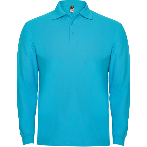 Διαφημιστικό ανδρικό πόλο μπλουζάκι Roly Estrella L/S 6635 σε τιρκουάζ χρώμα