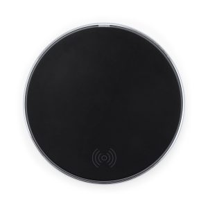 Διαφημιστικό ασύρματος φορτιστής FALCON 3005 σε μαύρο χρώμα, με εκτύπωση λογοτύπου