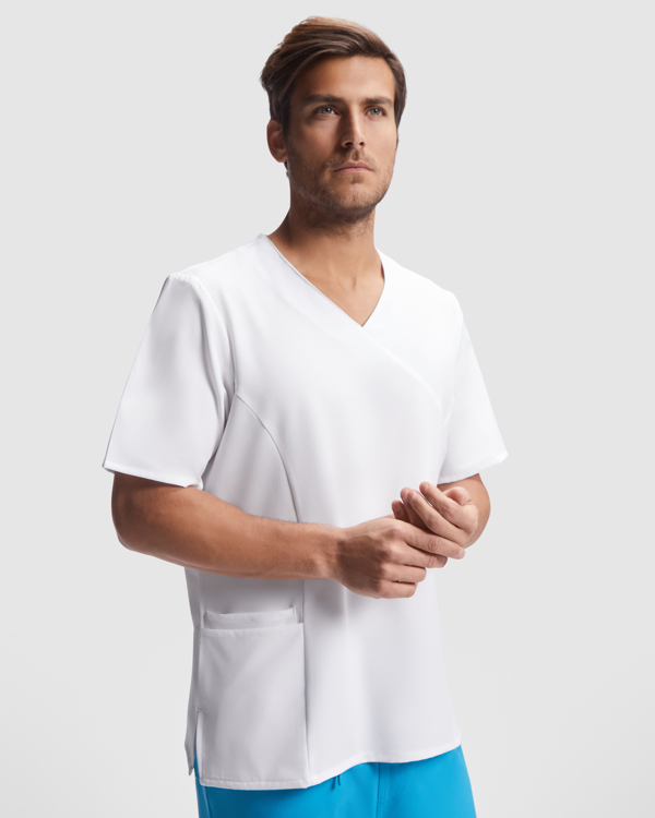 Μπλούζα εργασίας Roly Workwear Ferox 9085 σε λευκό χρώμα