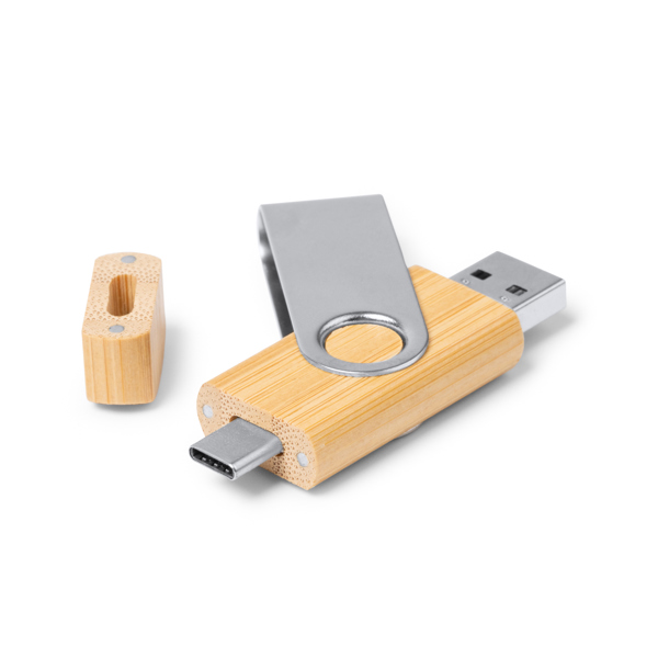 Διαφημιστικό USB μνήμη GATLIN 1565 σε μπαμπού χρώμα, με εκτύπωση λογοτύπου