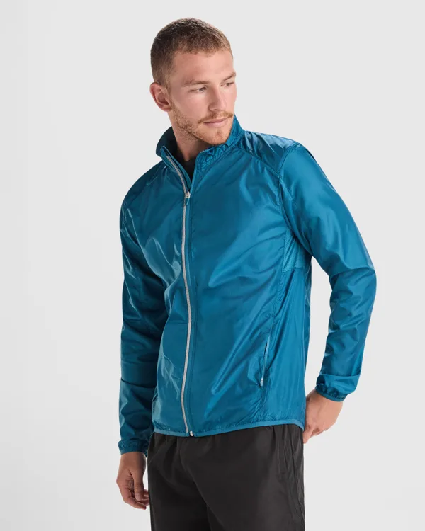 Ανδρικό αθλητικό μπουφάν softshell Roly Glasgow 5050 σε μπλε σεληνόφωτο χρώμα, με εκτύπωση λογοτύπου