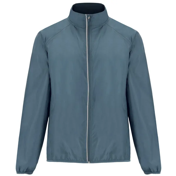 Ανδρικό αθλητικό μπουφάν softshell Roly Glasgow 5050 σε μπλε θύελλας χρώμα, με εκτύπωση λογοτύπου