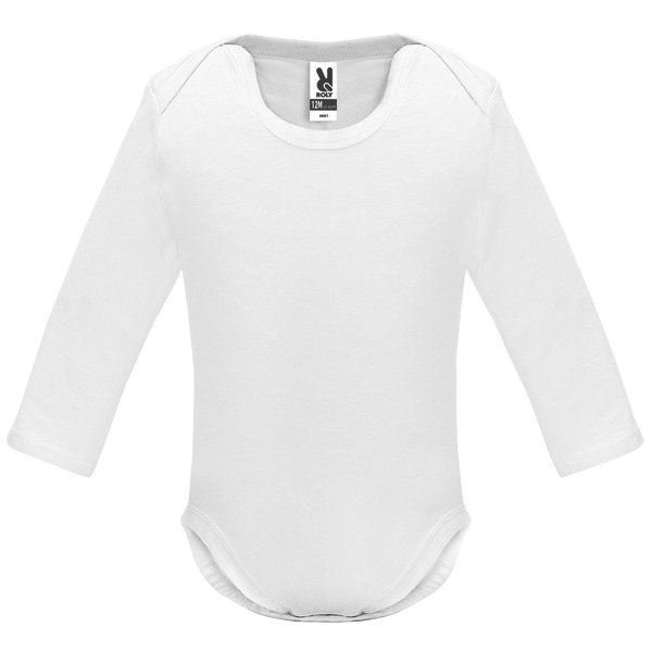 Βρεφικό μακρυμάνικο μπλουζάκι Roly Honey L/S 7202 σε λευκό χρώμα, με εκτύπωση λογοτύπου