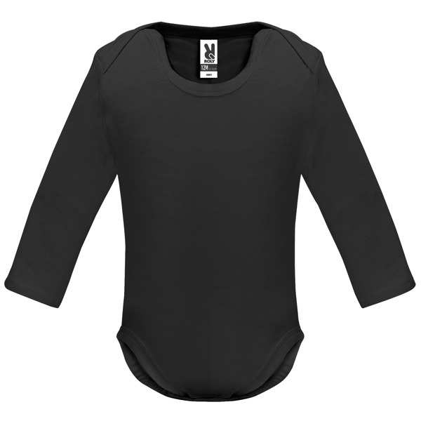 Βρεφικό μακρυμάνικο μπλουζάκι Roly Honey L/S 7202 σε μαύρο χρώμα, με εκτύπωση λογοτύπου
