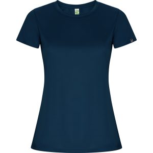 Αθλητικό τεχνικό μπλουζάκι Roly Sport Imola Woman 0428 σε μπλε σκούρο χρώμα, με εκτύπωση λογοτύπου