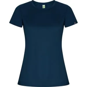 Αθλητικό τεχνικό μπλουζάκι Roly Sport Imola Woman 0428 σε μπλε σκούρο χρώμα, με εκτύπωση λογοτύπου