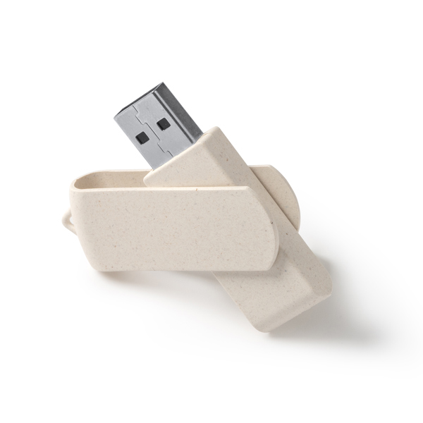 Διαφημιστικό USB μνήμη KINOX 4193 σε φυσικό χρώμα, με εκτύπωση λογοτύπου