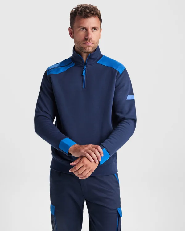 Φούτερ εργασίας Roly Workwear Maverick 8413 σε μπλε/ρουά χρώμα