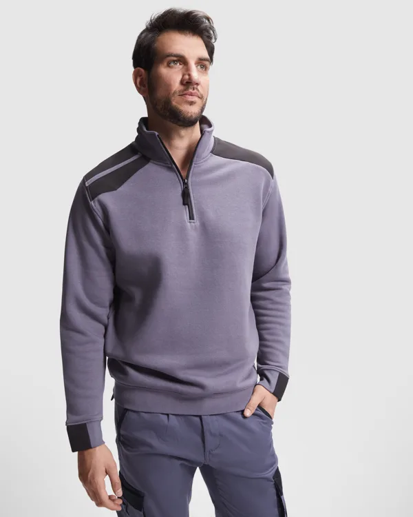 Φούτερ εργασίας Roly Workwear Maverick 8413 σε μολυβί/μαύρο χρώμα