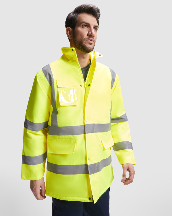Παντελόνι υψηλής ορατότητας Roly Workwear Merak 9320 σε μπλε/κίτρινο φλούο χρώμα