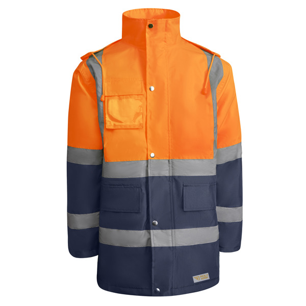 Παντελόνι υψηλής ορατότητας Roly Workwear Merak 9320 σε μπλε/πορτοκαλί φλούο χρώμα